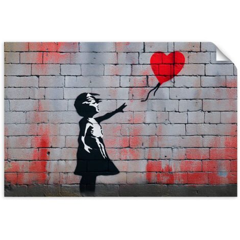 Selbstklebendes Poster – Wandsticker Affe mit Ballon Banksy Street Art 120x80 cm