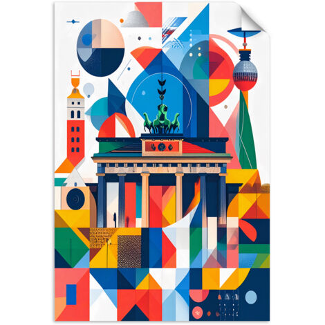 Selbstklebendes Poster – Wandsticker Berlin Tor Abstraktion im Bauhaus-Stil 30x45 cm