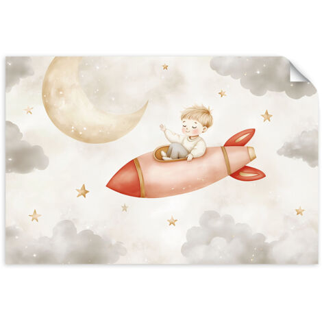 Selbstklebendes Poster – Wandsticker Bilder für das Kinderzimmer Rehe Tiere im Wald Beige 30x20 cm