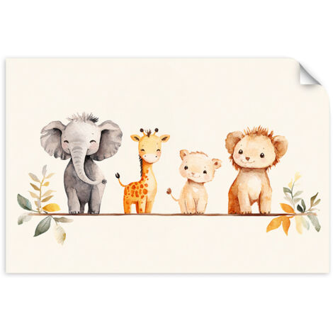 Selbstklebendes Poster – Wandsticker Blumen in einer braunen Holznische 60x40 cm