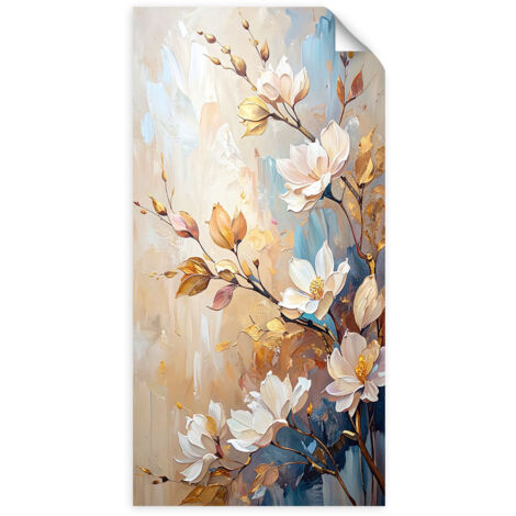 Selbstklebendes Poster – Wandsticker Blumen Zweige Beigefarbene Farbe 40x80 cm