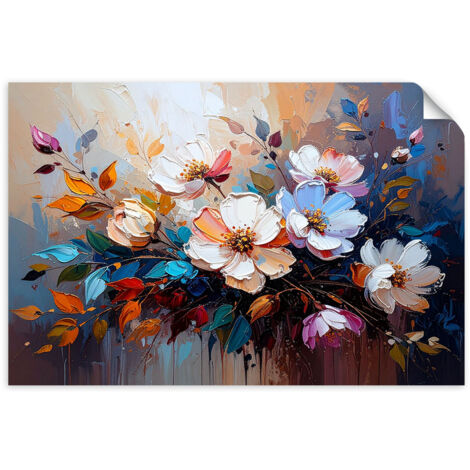 Selbstklebendes Poster – Wandsticker Blumenstrauß Bunte Abstraktion 30x20 cm