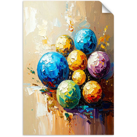 Selbstklebendes Poster – Wandsticker Bunte Bälle Ölgemälde-Effekt 90x130 cm