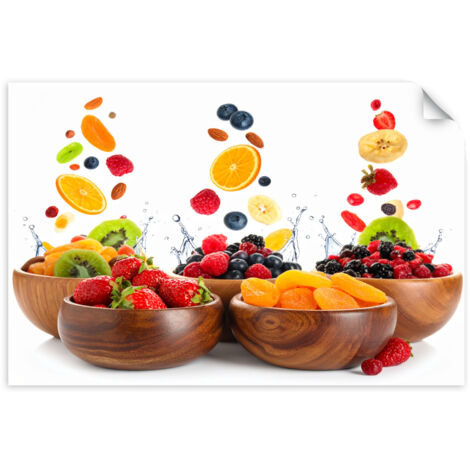 Selbstklebendes Poster – Wandsticker Bunte Früchte in Schälchen 120x80 cm
