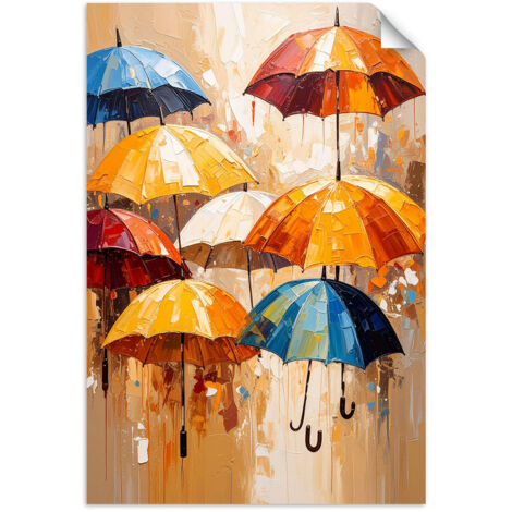 Selbstklebendes Poster – Wandsticker Bunte Regenschirme Abstraktion 20x30 cm