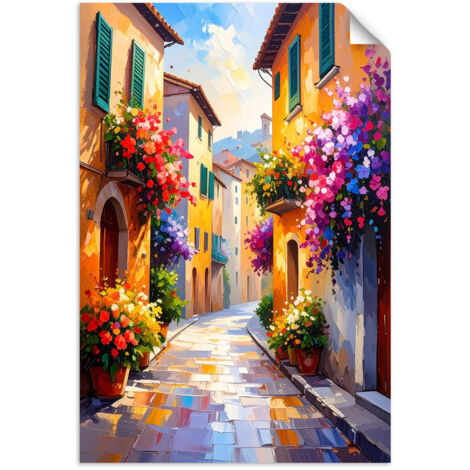 Selbstklebendes Poster – Wandsticker Bunte schöne italienische Straßen 60x90 cm