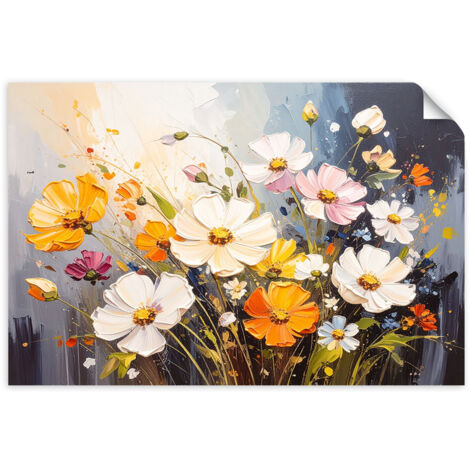Selbstklebendes Poster – Wandsticker Bunte Wildblumen in der Natur 150x100 cm