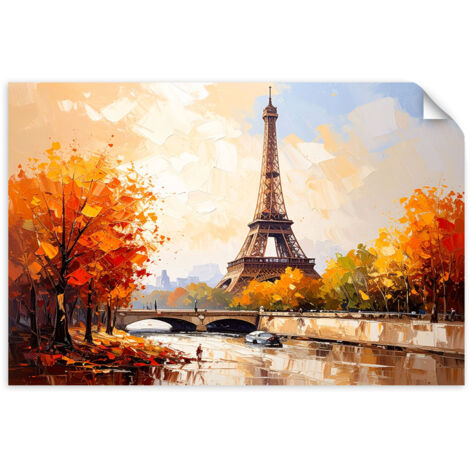 Selbstklebendes Poster – Wandsticker Eiffelturm Paris Landschaft wie ein Gemälde 60x40 cm