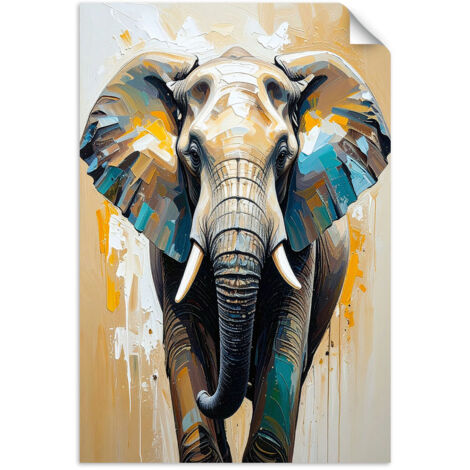 Selbstklebendes Poster – Wandsticker Elefant Ölfarbe 30x45 cm