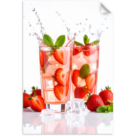 Selbstklebendes Poster – Wandsticker Erdbeer-Cocktail 90x130 cm