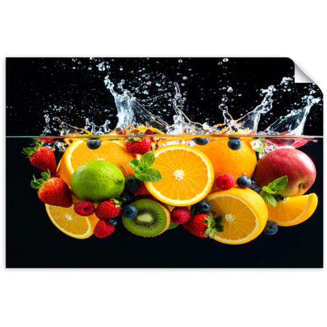Selbstklebendes Poster – Wandsticker Exotische Früchte in Wasser 120x80 cm
