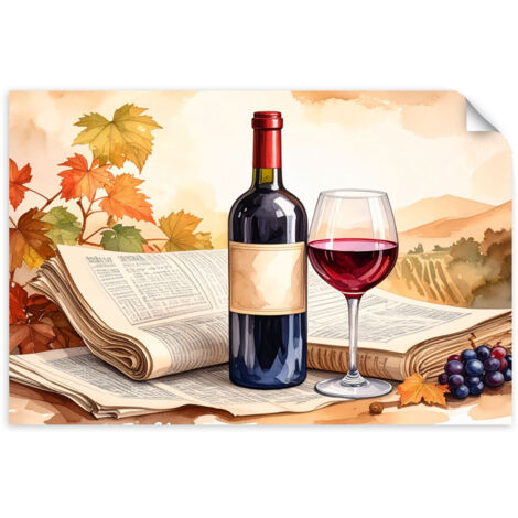Selbstklebendes Poster – Wandsticker Flasche Rotwein 120x80 cm
