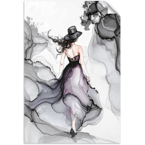 Selbstklebendes Poster – Wandsticker Frau-Abstraktion Tinte 20x30 cm