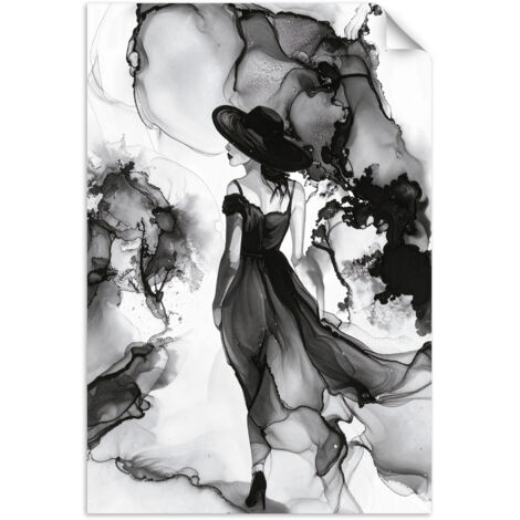 Selbstklebendes Poster – Wandsticker Frau-Abstraktion Tinte 60x90 cm