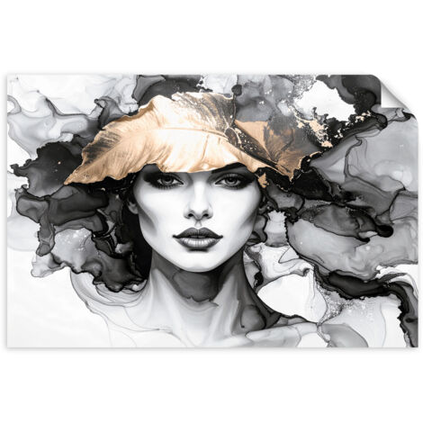 Selbstklebendes Poster – Wandsticker Frau mit Blättern auf dem Kopf 60x40 cm