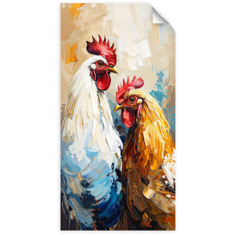 Selbstklebendes Poster – Wandsticker Henne Hahn Vogel Tier 40x80 cm