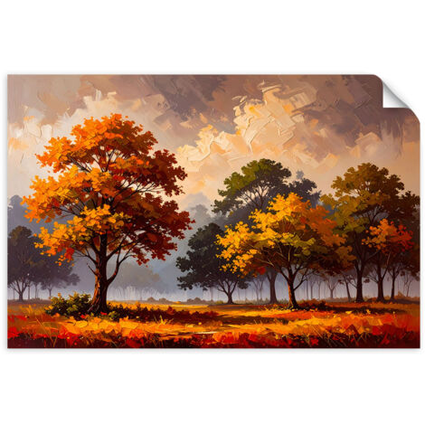 Selbstklebendes Poster – Wandsticker Herbstbäume im Wald 60x40 cm
