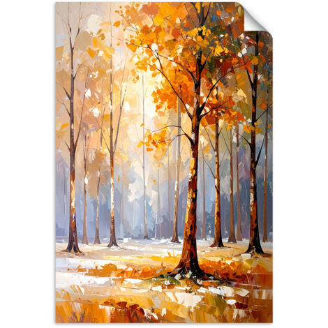 Selbstklebendes Poster – Wandsticker Landschaft Bäume Wald Natur 60x90 cm
