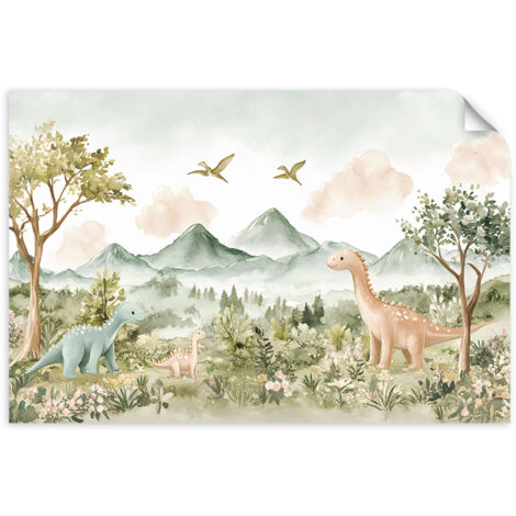Selbstklebendes Poster – Wandsticker Landschaft Frau mit Früchten auf dem Kopf 120x80 cm