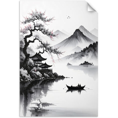 Selbstklebendes Poster – Wandsticker Landschaft im japanischen Stil 20x30 cm