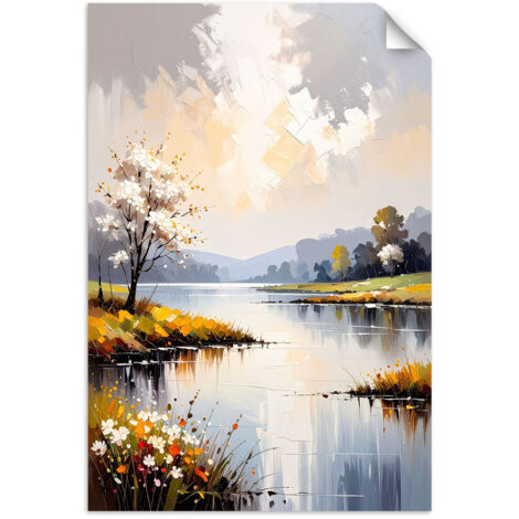 Selbstklebendes Poster – Wandsticker Landschaft See Bäume Natur 20x30 cm