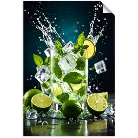 Selbstklebendes Poster – Wandsticker Limetten-Mojito-Cocktail mit Früchten 60x90 cm