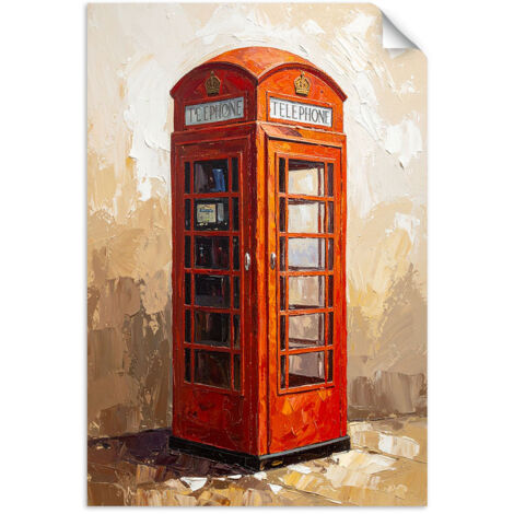 Selbstklebendes Poster – Wandsticker London Beige Telefonzelle 60x90 cm