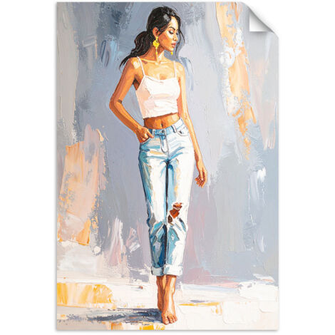 Selbstklebendes Poster – Wandsticker Mädchen in Jeans 60x90 cm