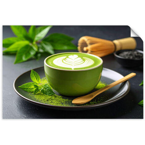 Selbstklebendes Poster – Wandsticker Matcha-Tee Latte 60x40 cm
