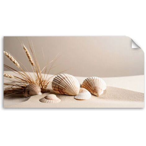 Selbstklebendes Poster – Wandsticker Muscheln Sand Stillleben Boho 200x100 cm