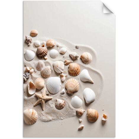 Selbstklebendes Poster – Wandsticker Muscheln Strand Natur beige 80x120 cm
