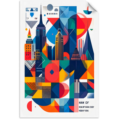 Selbstklebendes Poster – Wandsticker New York Stadt im Bauhaus-Stil 30x45 cm