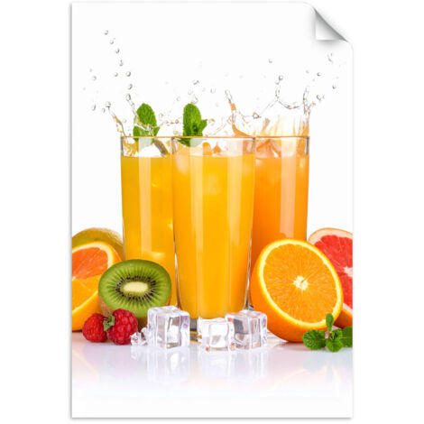 Selbstklebendes Poster – Wandsticker Orangensaft mit Früchten 60x90 cm