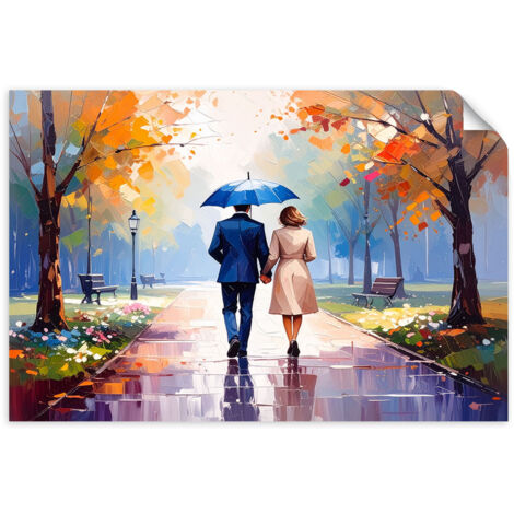 Selbstklebendes Poster – Wandsticker Paar spaziert im Park 60x40 cm