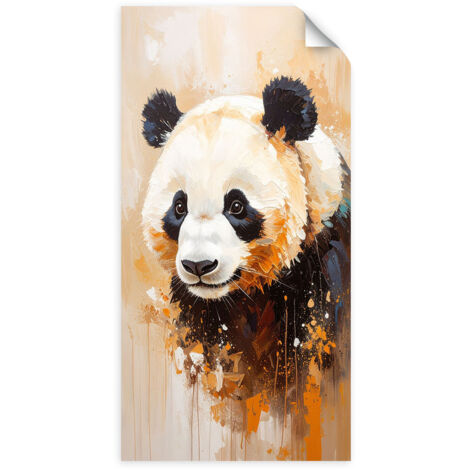 Selbstklebendes Poster – Wandsticker Panda Tiere gemalt 40x80 cm