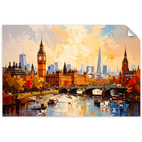Selbstklebendes Poster – Wandsticker Panorama von London mit Big Ben 60x40 cm