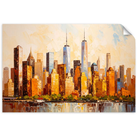 Selbstklebendes Poster – Wandsticker Panorama von New York Manhattan 60x40 cm
