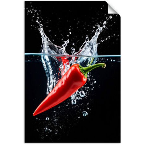 Selbstklebendes Poster – Wandsticker Paprika in Wasser 60x90 cm