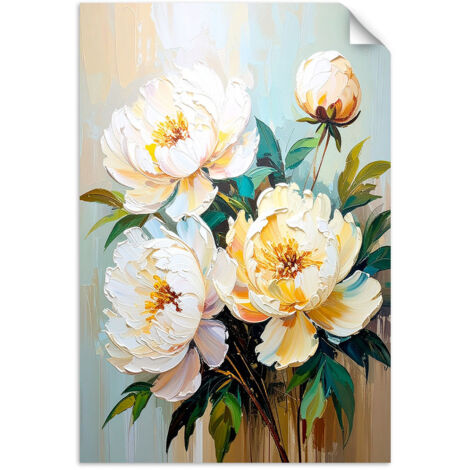 Selbstklebendes Poster – Wandsticker Pfingstrosen Weiße Blumen Strauß 60x90 cm