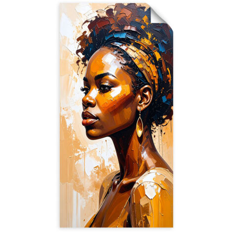 Selbstklebendes Poster – Wandsticker Porträt einer afrikanischen Glamourfrau 40x80 cm