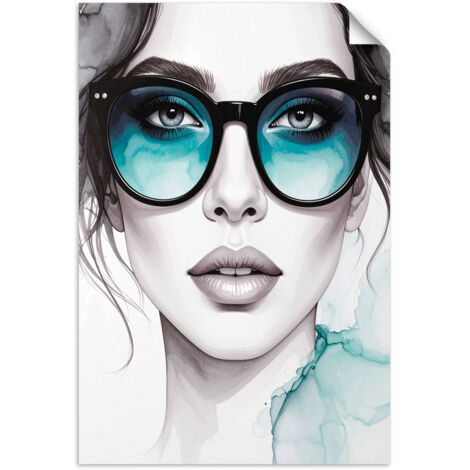 Selbstklebendes Poster – Wandsticker Porträt einer Frau mit Brille 100x150 cm