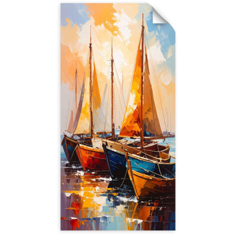 Selbstklebendes Poster – Wandsticker Schiffe Boote im Hafen 40x80 cm
