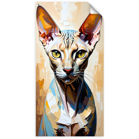 Selbstklebendes Poster – Wandsticker Sphinx bunte Katze 50x100 cm