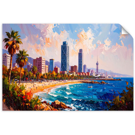 Selbstklebendes Poster – Wandsticker Strand in Barcelona Spanien 60x40 cm