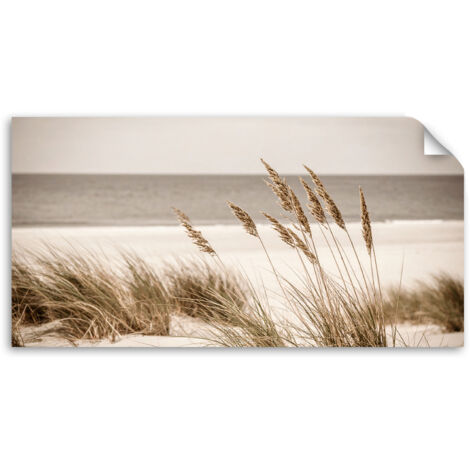 Selbstklebendes Poster – Wandsticker Strand Meer Dünen Boho Landschaft 120x60 cm