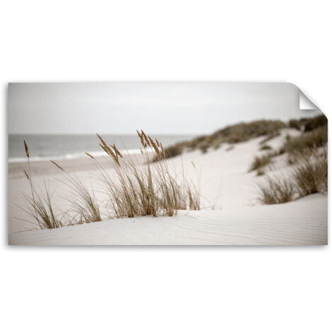 Selbstklebendes Poster – Wandsticker Strand Meer Dünen Retro Landschaft 120x60 cm