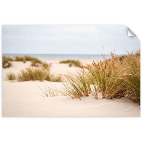 Selbstklebendes Poster – Wandsticker Strand Meer Pflanzen Dünen Natur 120x80 cm