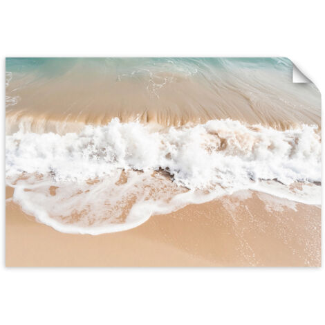 Selbstklebendes Poster – Wandsticker Strand Meer Wellen Natur beige 120x80 cm