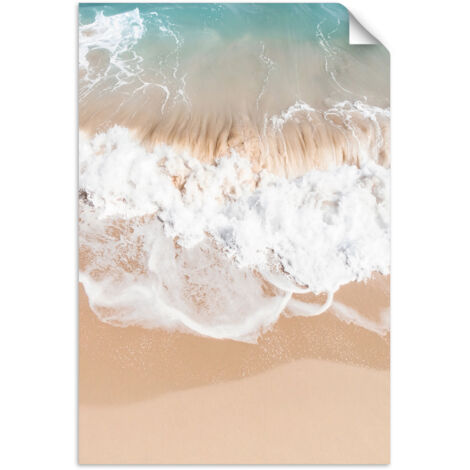 Selbstklebendes Poster – Wandsticker Strand Meer Wellen Natur beige 90x130 cm