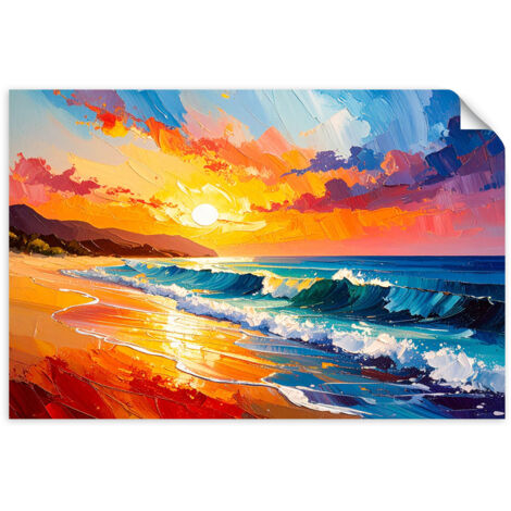Selbstklebendes Poster – Wandsticker Strand Meereslandschaft wie ein Gemälde 60x40 cm